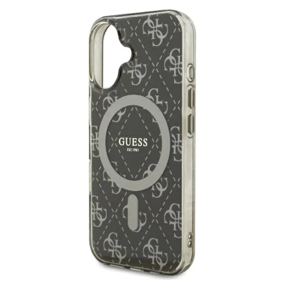 Калъф за iPhone 16 - Guess IML 4G Background MagSafe (GUHMP16SH4DTEW) - Кафяв