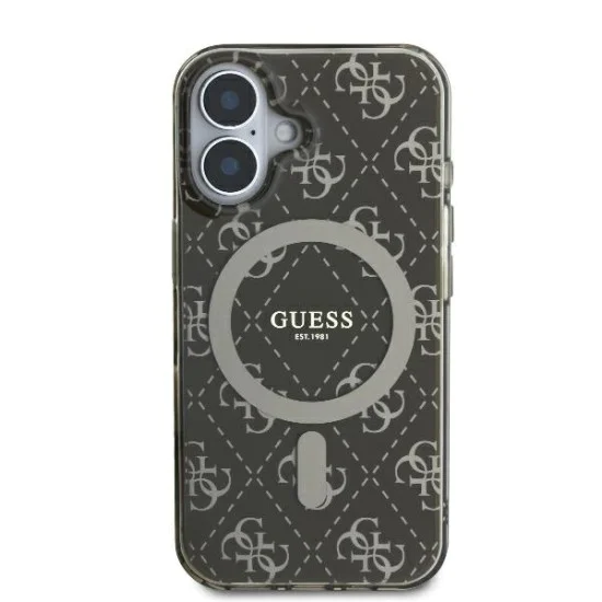 Калъф за iPhone 16 - Guess IML 4G Background MagSafe (GUHMP16SH4DTEW) - Кафяв