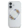 Калъф за iPhone 16 Plus - Guess IML Flowers Wreath MagSafe (GUHMP16MHFHFWWFFCT) - Прозрачен
