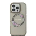 Калъф за iPhone 16 Pro - Guess IML Flowers Wreath MagSafe (GUHMP16LHFHFWWFCK) - Черен