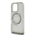 Калъф за iPhone 16 Pro - Guess IML Flowers Wreath MagSafe (GUHMP16LHFHFWWFCK) - Черен