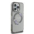Калъф за iPhone 16 Pro - Guess IML Flowers Wreath MagSafe (GUHMP16LHFHFWWFCK) - Черен
