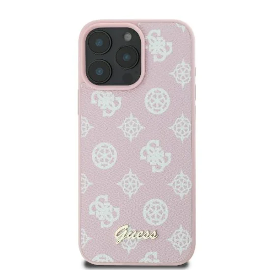 Калъф за iPhone 16 Pro - Guess Peony Script MagSafe (GUHMP16LPGPGPYSP) - Розов