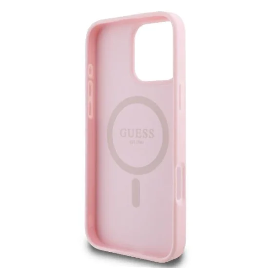 Калъф за iPhone 16 Pro - Guess Peony Script MagSafe (GUHMP16LPGPGPYSP) - Розов