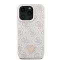Калъф за iPhone 16 Pro Max - Guess - Кожен 4G Triangle Triangle Strass (GUHCP16XP4TDPP) - Розов