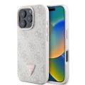 Калъф за iPhone 16 Pro Max - Guess - Кожен 4G Triangle Triangle Strass (GUHCP16XP4TDPP) - Розов