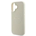 Калъф за iPhone 16 - Guess Grained Gold Ring MagSafe (GUHMP16SPGHSMME) - Бежов