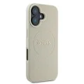 Калъф за iPhone 16 - Guess Grained Gold Ring MagSafe (GUHMP16SPGHSMME) - Бежов