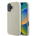 Калъф за iPhone 16 - Guess Grained Gold Ring MagSafe (GUHMP16SPGHSMME) - Бежов