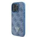 Калъф за iPhone 16 Pro - Guess Leather Metal Logo Metal Logo Strass Crossbody (GUHCP16LP4TDSCPB) - Син