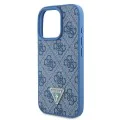Калъф за iPhone 16 Pro Max - Guess Leather Metal Metal Logo Strass Rhinestone Crossbody (GUHCP16XP4TDSCPB) - Син