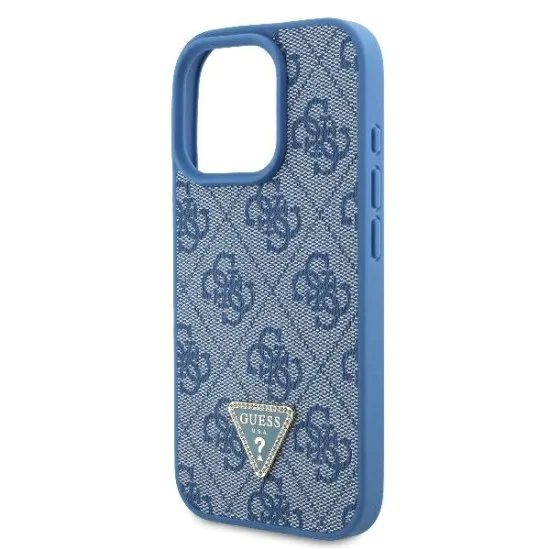 Калъф за iPhone 16 Pro Max - Guess Leather Metal Metal Logo Strass Rhinestone Crossbody (GUHCP16XP4TDSCPB) - Син
