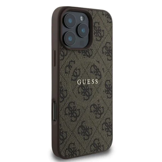 Калъф за iPhone 16 Pro Max - Guess 4G Ring Classic Classic Logo MagSafe (GUHMP16XG4G4GFRW) - Кафяв
