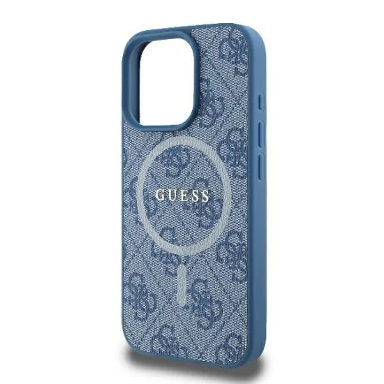 Калъф за iPhone 16 Pro - Guess 4G Ring Classic Classic Logo MagSafe (GUHMP16LG4G4GFRB) - Син