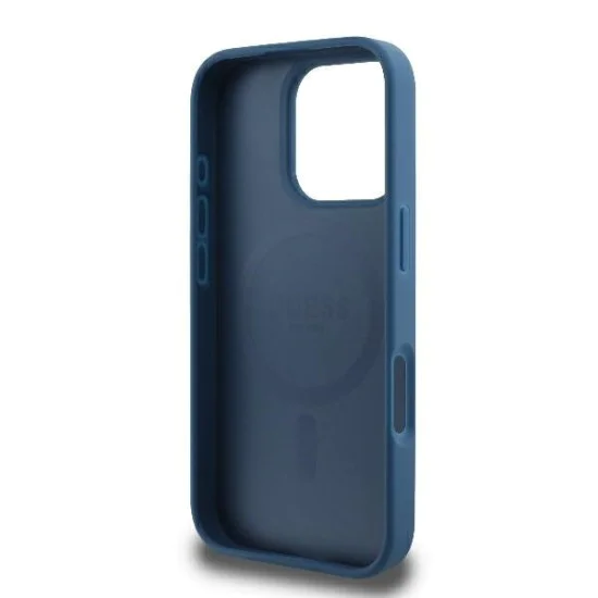 Калъф за iPhone 16 Pro - Guess 4G Ring Classic Classic Logo MagSafe (GUHMP16LG4G4GFRB) - Син