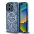 Калъф за iPhone 16 Pro - Guess 4G Ring Classic Classic Logo MagSafe (GUHMP16LG4G4GFRB) - Син