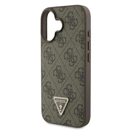 Калъф за iPhone 16 - Guess Leather Metal Logo Metal Logo Strass Crossbody (GUHCP16SP4TDSCPW) - Кафяв