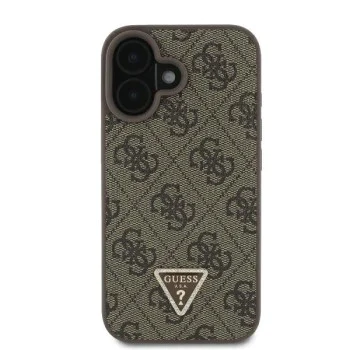 Калъф за iPhone 16 - Guess Leather Metal Logo Metal Logo Strass Crossbody (GUHCP16SP4TDSCPW) - Кафяв