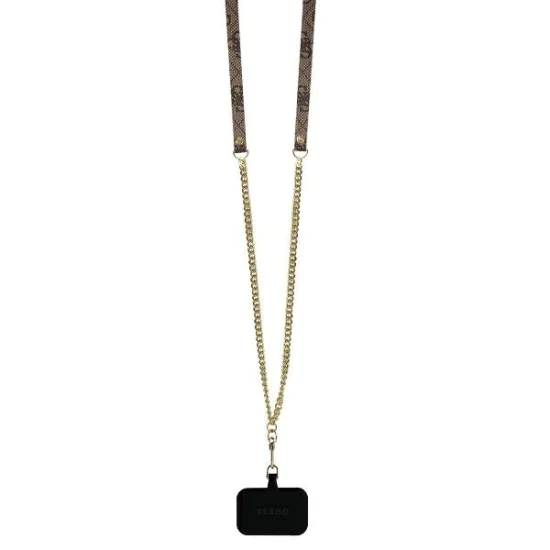 Калъф за iPhone 16 - Guess Leather Metal Logo Metal Logo Strass Crossbody (GUHCP16SP4TDSCPW) - Кафяв
