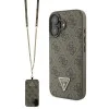 Калъф за iPhone 16 - Guess Leather Metal Logo Metal Logo Strass Crossbody (GUHCP16SP4TDSCPW) - Кафяв