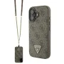 Калъф за iPhone 16 - Guess Leather Metal Logo Metal Logo Strass Crossbody (GUHCP16SP4TDSCPW) - Кафяв