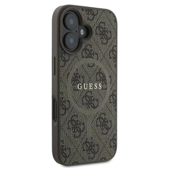 Калъф за iPhone 16 - Guess 4G Ring Classic Classic Logo MagSafe (GUHMP16SG4GFRW) - Кафяв