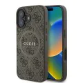 Калъф за iPhone 16 - Guess 4G Ring Classic Classic Logo MagSafe (GUHMP16SG4GFRW) - Кафяв