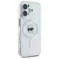 Калъф за iPhone 16 - Karl Lagerfeld IML MagSafe (KLHMP16SHLSKIH) - White Metal Karl`s Head