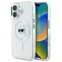 Калъф за iPhone 16 - Karl Lagerfeld IML MagSafe (KLHMP16SHLSKIH) - White Metal Karl`s Head