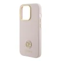 Калъф за iPhone 15 Pro - Guess Silicone Logo Strass 4G (GUHCP15LM4DGPP) - светло розов