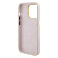 Калъф за iPhone 15 Pro - Guess Silicone Logo Strass 4G (GUHCP15LM4DGPP) - светло розов