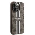 Калъф за iPhone 15 Pro - Guess Hardcase 4G Printed Stripes MagSafe (GUHMP15LP4RPSW) - кафяв