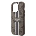 Калъф за iPhone 15 Pro - Guess Hardcase 4G Printed Stripes MagSafe (GUHMP15LP4RPSW) - кафяв