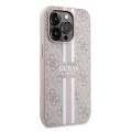 Калъф за iPhone 15 Pro - Guess Hardcase 4G Printed Stripes MagSafe (GUHMP15LP4RPSP) - Розов