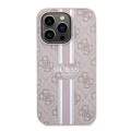 Калъф за iPhone 15 Pro - Guess Hardcase 4G Printed Stripes MagSafe (GUHMP15LP4RPSP) - Розов