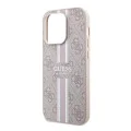 Калъф за iPhone 15 Pro - Guess Hardcase 4G Printed Stripes MagSafe (GUHMP15LP4RPSP) - Розов