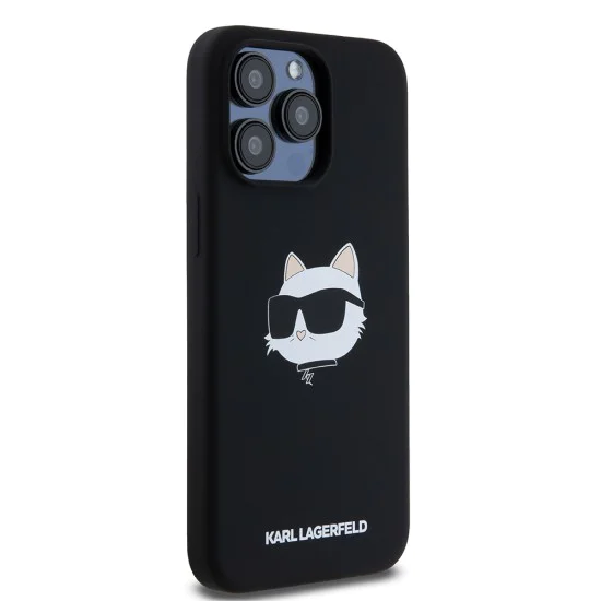 Калъф за iPhone 15 Pro Max - Karl Lagerfeld Silicone MagSafe (KLHMP15XSCHPPLK) - Choupette Head