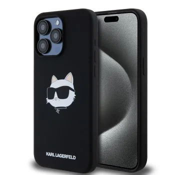 Калъф за iPhone 15 Pro Max - Karl Lagerfeld Silicone MagSafe (KLHMP15XSCHPPLK) - Choupette Head
