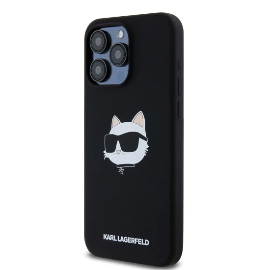 Калъф за iPhone 15 Pro Max - Karl Lagerfeld Silicone MagSafe (KLHMP15XSCHPPLK) - Choupette Head