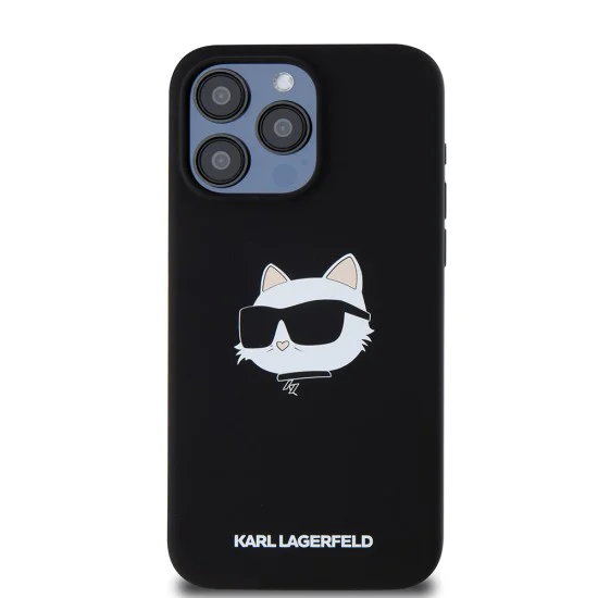 Калъф за iPhone 15 Pro Max - Karl Lagerfeld Silicone MagSafe (KLHMP15XSCHPPLK) - Choupette Head