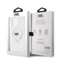 Калъф за iPhone 15 Pro Max - Karl Lagerfeld Hardcase Ring Stand MagSafe (KLHMP15XHHMRSKHH) - White Karl Head