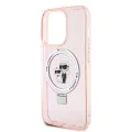 Калъф за iPhone 15 Pro Max - Karl Lagerfeld Hardcase Ring Stand MagSafe (KLHMP15XHHMMRSKCP) - Pink Karl&Choupette