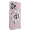 Калъф за iPhone 15 Pro Max - Karl Lagerfeld Hardcase Ring Stand MagSafe (KLHMP15XHHMMRSKCP) - Pink Karl&Choupette