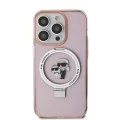 Калъф за iPhone 15 Pro Max - Karl Lagerfeld Hardcase Ring Stand MagSafe (KLHMP15XHHMMRSKCP) - Pink Karl&Choupette