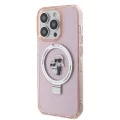 Калъф за iPhone 15 Pro Max - Karl Lagerfeld Hardcase Ring Stand MagSafe (KLHMP15XHHMMRSKCP) - Pink Karl&Choupette