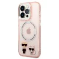 Калъф за IPhone 14 Pro - Karl Lagerfeld Hardcase MagSafe (KLHMP14LHKCP) - Pink Karl & Choupette Aluminium