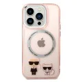 Калъф за IPhone 14 Pro - Karl Lagerfeld Hardcase MagSafe (KLHMP14LHKCP) - Pink Karl & Choupette Aluminium