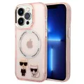 Калъф за IPhone 14 Pro - Karl Lagerfeld Hardcase MagSafe (KLHMP14LHKCP) - Pink Karl & Choupette Aluminium
