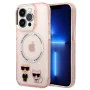 Калъф за IPhone 14 Pro - Karl Lagerfeld Hardcase MagSafe (KLHMP14LHKCP) - Pink Karl & Choupette Aluminium