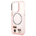 Калъф за IPhone 14 Pro - Karl Lagerfeld Hardcase MagSafe (KLHMP14LHKCP) - Pink Karl & Choupette Aluminium